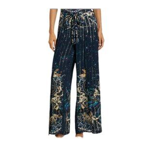 Johnny Was Supernova Wrap Pant Women's Size 2x Navy Blue Shimmer Front Tie